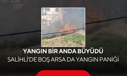Kuru otlar alev aldı… Yangın bir anda büyüdü ! Salihli’de boş arsa da yangın paniği