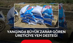 Yangında büyük zarar gören üreticiye yem desteği