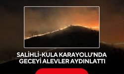 Salihli-Kula Karayolu'nda korkutan yangın