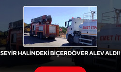 Seyir halindeki biçerdöver alev aldı!