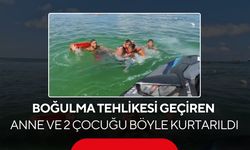Boğulma tehlikesi geçiren anne ve 2 çocuğu böyle kurtarıldı! O anlar kamerada