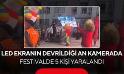 Festivalde faciadan dönüldü! 5 kişinin yaralandığı led ekranın devrilme anı kamerada