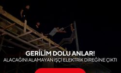 Gerilim dolu anlar! Alacağını alamayan işçi elektrik direğine çıktı