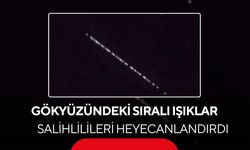 Salihli’de gökyüzünde şaşırtan görüntü! Sıralı ışıklar heyecanlandırdı