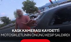Kask kamerası kaydetti! Motosikletlinin önünü kesip saldırdı...