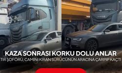 Kazanın ardından ortalık karıştı! Otomobil sürücüsü tırın camını kırdı
