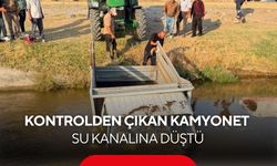 Kontrolden çıkan kamyonet su kanalına düştü! Sürücü kazayı şans eseri atlattı...