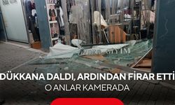 Kontrolden çıkan otomobil dükkana girdi! Sürücü aracı bırakıp kaçtı... O anlar kamerada!