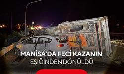 Manisa’da yürekleri ağza getiren kaza! Karşıdan araç gelmemesi faciayı önledi...