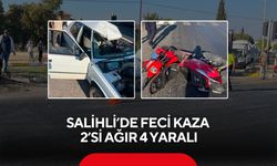 Salihli’de otomobil ile motosiklet çarpıştı: 2’si ağır 4 yaralı