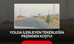 Salihli-Gölmarmara Yolunda Tekerlek Yerinden Çıktı, Sürücü Peşinden Koştu! O Anlar Kamerada