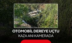 Önünden geçen aracı teğet geçti, ardından dereye uçtu! Kaza anı kamerada