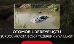 Otomobil dereye uçtu! Sürücü araçtan çıkıp yüzerek kıyıya ulaştı...