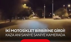 İki motosiklet birbirine girdi! Kaza anı saniye saniye kamerada