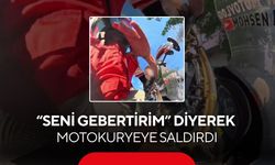 “Seni gebertirim” diyerek motokuryeye saldırdı! O anlar kask kamerasında