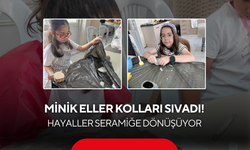 Minik eller kolları sıvadı! Salihli'de hayaller seramiğe dönüşüyor