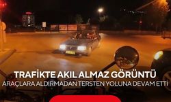 Ters şeritten gelen otomobil dehşet saçtı! Motosikletli son anda kurtuldu