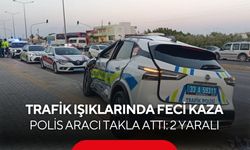 Trafik ışıklarında feci kaza! Polis aracı takla attı: 2 yaralı