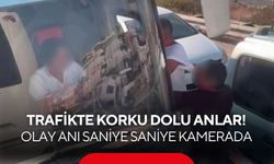 Trafikte korku dolu anlar! Olay anı saniye saniye kamerada