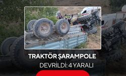 Traktör şarampole devrildi: 4 yaralı