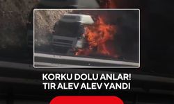 Korku dolu anlar.. Tır alev alev yandı