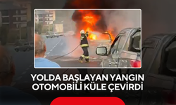 Yolda başlayan yangın otomobili küle çevirdi