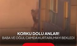 Alevler otoparktan binaya yayıldı! Baba ve oğlun kurtarılma anları kamerada