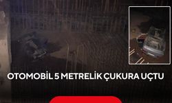 Otomobil 5 metrelik çukura uçtu
