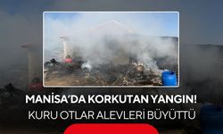 Manisa'da korkutan yangın! Kuru otlar alevleri büyüttü