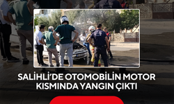 Salihli’de otomobilin motor kısmında yangın çıktı