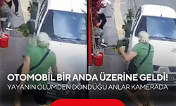Otomobil bir anda üzerine geldi! Yayanın ölümden döndüğü anlar kamerada