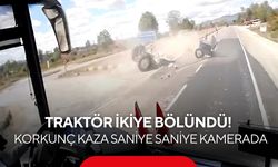 Traktör ikiye bölündü! Korkunç kaza saniye saniye kamerada