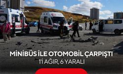 Minibüs ile otomobil çarpıştı: 1'i ağır, 6 yaralı