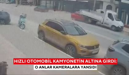 Hızlı otomobil kamyonetin altına girdi: O anlar kameralara yansıdı