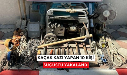 Manisa jandarmadan kaçak kazı yapan 10 kişiye suçüstü