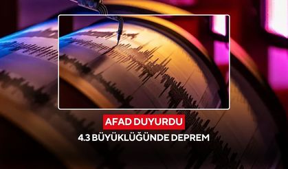 AFAD duyurdu: 4.3 büyüklüğünde deprem