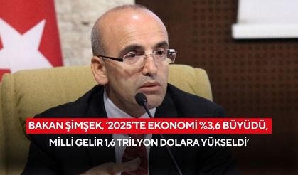 Bakan Şimşek, ‘2025’te ekonomi %3,6 büyüdü, milli gelir 1,6 trilyon dolara yükseldi’