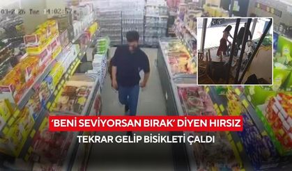 Bisiklet hırsızlığı kamerada! ‘Beni seviyorsan bırak’ diyen şüpheli tekrar gelip çaldı...