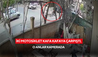 İki motosiklet kafa kafaya çarpıştı, o anlar kamerada