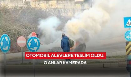 Otomobil alevlere teslim oldu: O anlar kamerada