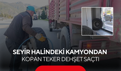 Kamyon tekeri mağazaya daldı! Camı parçalayıp içeri girdi... | O an güvenlik kamerasına böyle yansıdı...