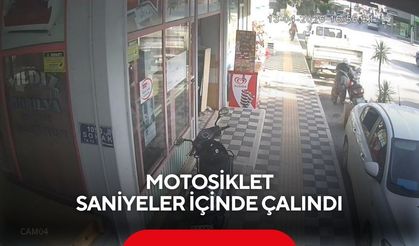 Güvenlik kamerası kaydetti: Motosiklet saniyeler içinde çalındı