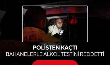 Önce telefonu, sonra da kelepçeyi bahane ederek alkol testini reddetti