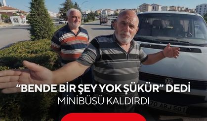 81 yaşındaki sürücü minibüsü devrildi, kalkıp tekrar düzeltti!