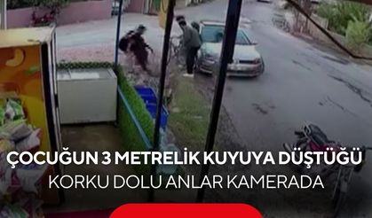 Marketten dönerken 3 metrelik kuyuya düştü! O anlar kameraya yansıdı...