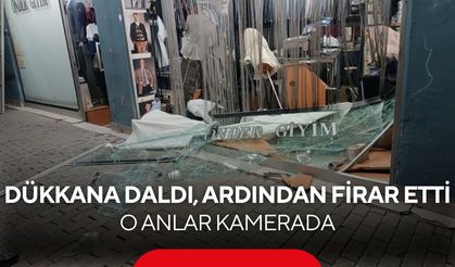 Kontrolden çıkan otomobil dükkana girdi! Sürücü aracı bırakıp kaçtı... O anlar kamerada!