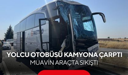 Yolcu otobüsü kamyona arkadan çarptı! Muavin sıkıştı, 1’i ağır 8 kişi yaralandı