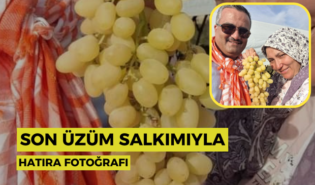 Üzüm salkımıyla hatıra fotoğrafı
