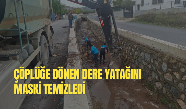 Çöplüğe dönen dere yatağını MASKİ temizledi