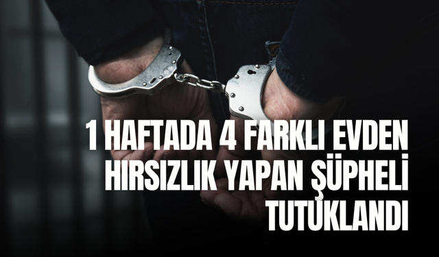 1 haftada 4 farklı evden hırsızlık yapan şüpheli tutuklandı